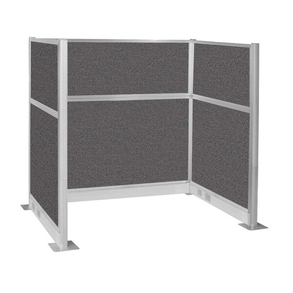 Versare Pre-Configured Hush Panel Electric Cubicle (U Shape) 6' x 4' Charcoal Gray Fabric 1859351 - main